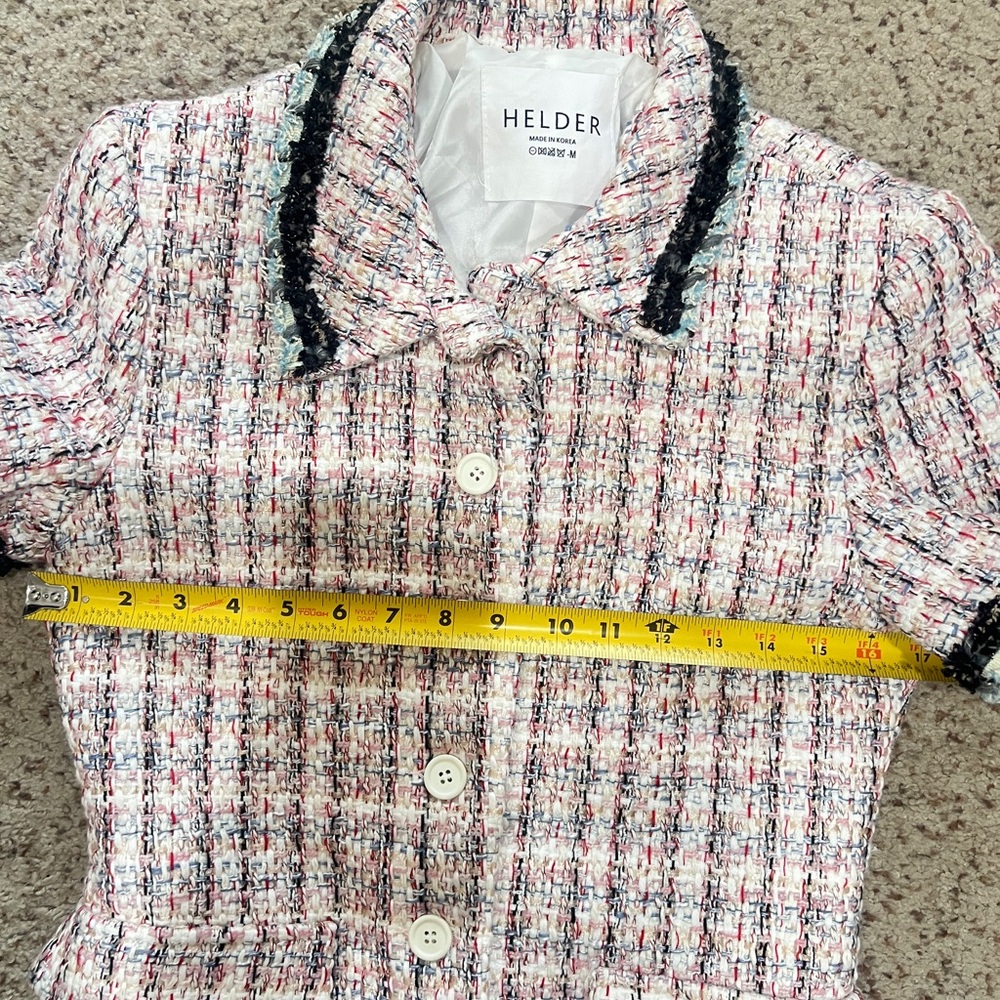 women Sz medium Enchanted Tweed mini Shirtdress quite luxury old money pockets - Picture 12 of 16